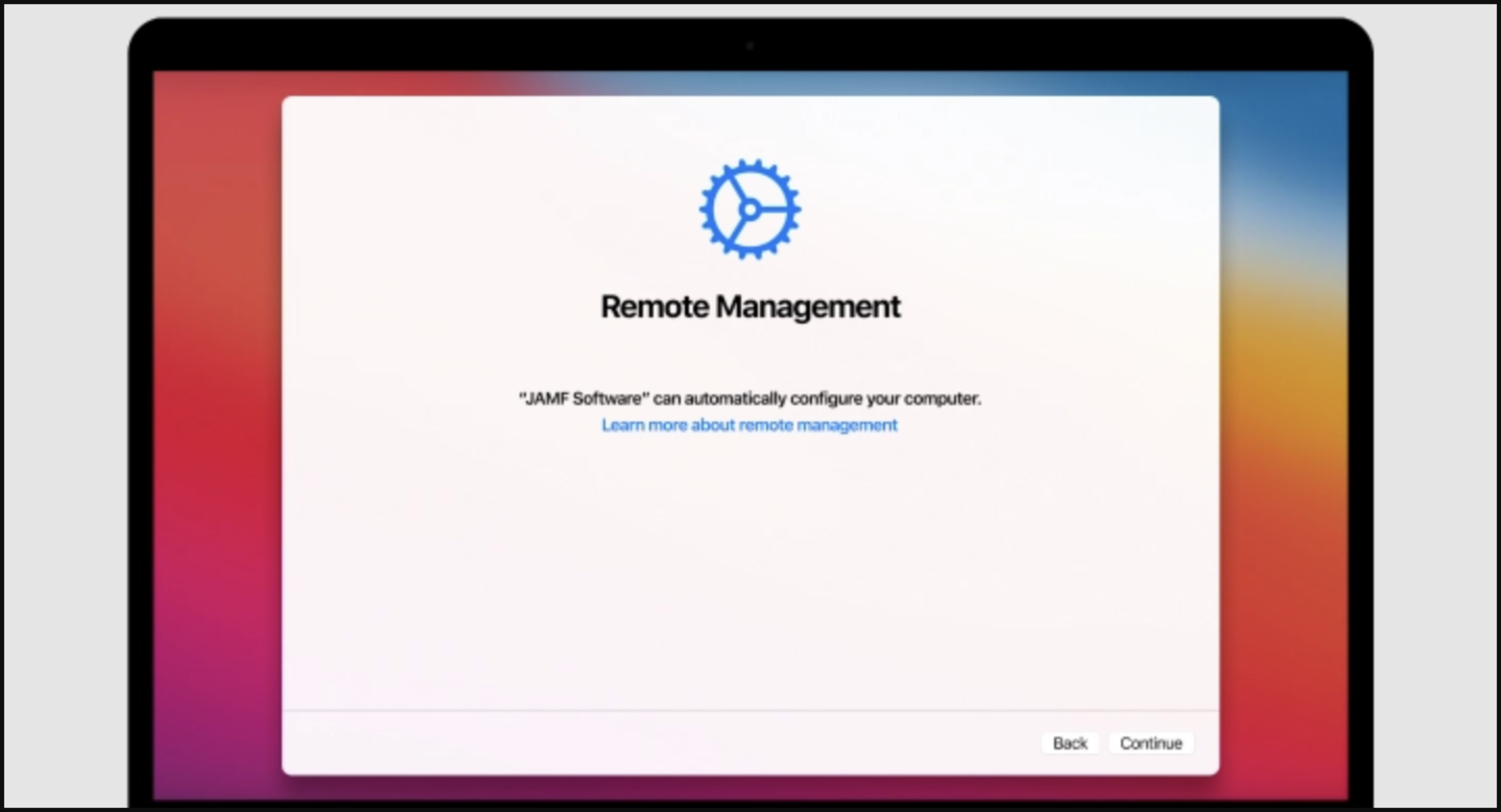 Remote Management enrollment screen